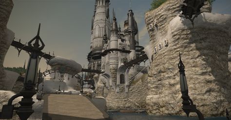 This image was taken in Final Fantasy 14 (by me! :D) of one of the major cities in the game, named Limsa Lominsa. It's a city constructed atop the ocean, merely marble walkways and wooden piers connecting spires of rock, founded by pirates. It's the embodiment of an oxymoron; a city where there is no place for one, founded by people who swore no allegiances. Funny Medieval, Sims Ideas, Man Vs, Final Fantasy Xiv, Nature Beauty, Final Fantasy, Geography, Statue Of Liberty, The Ocean