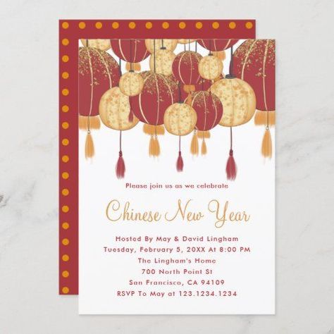 Chinese New Year Party #chinesenewyear #invitations #invites #lunarnewyear #lanterns #redandgold #chinesenewyearparty #chinesenewyear2020 #springfestival #lanternsfestival Year End Party Invitation, Chinese New Year Ideas, New Year Party Invitation, Chinese New Year Cookies, Year End Party, Red Lanterns, Asian Party, Chinese New Year Party, New Year Ideas