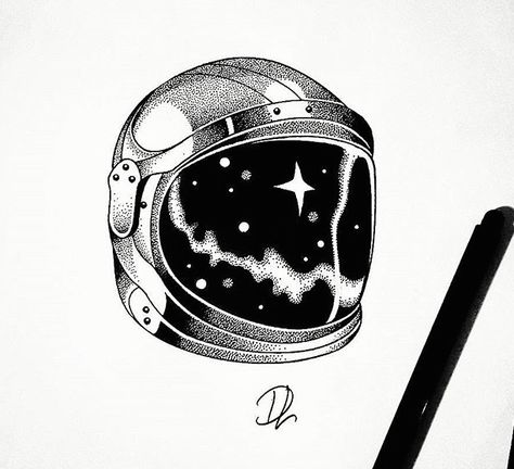 instagram post by @luke_docwork #dotwork #tattoo #astronaut Tattoo Astronaut, David Bowie Tattoo, Astronomy Tattoo, Helmet Drawing, Helmet Tattoo, Space Helmet, Astronaut Tattoo, Universe Tattoo, Astronaut Helmet