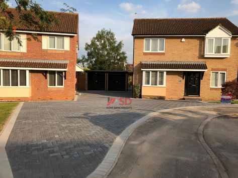 New block paved driveway has been completed by SD Home Improvements in Bristol, featuring charcoal paving bricks with double light grey border for contrast. Paving Bricks, Paved Driveway, Block Paving, Home Improvements, Driveway, Bristol, Garage Doors, Light Grey, Home Improvement