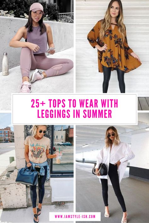 Leather Leggings Summer, Black Leggings Outfit Summer, What To Wear With Leggings, Stylish Leggings Outfit, Leggins Outfit, Leggings Outfit Spring, Tops To Wear With Leggings, Easy Summer Style, Leggings Summer