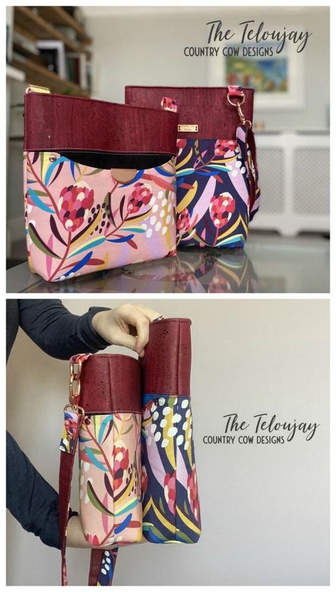 The Teloujay Crossbody Bag sewing pattern with video. This little crossbody is designed to be an everyday bag, with room to fit your wallet, sunglasses, keys and phone. It features an exterior slip pocket as well as 6 card slots in an interior zip pocket. The pattern has two size options, the tall and the small, and both are suitable for beginner sewers. #SewModernBags #SewACrossbodyBag #CrosssbodyBagSewingPattern #SewAPurse #PurseSewingPattern #SewAHandbag #HandbagSewingPattern Cross Body Bag Pattern Free, Crossbody Bag Sewing Pattern, Crossbody Bag Sewing, Sustainable Bags, Diy Pouch No Zipper, Cross Body Bag Pattern, Multi Pocket Bag, Country Cow, Crossbody Bag Pattern