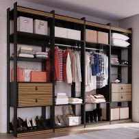 Ideas De Closets, Condo Interior Design, Wooden Closet, Walking Closet, Industrial Minimalist, Condo Interior, Open Closet, Industrial Design Furniture, Industrial Shelving