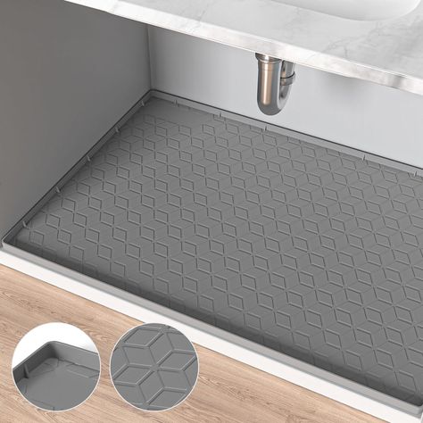 PRICES MAY VARY. 【Applicable Size】The size of PoYang under kitchen sink mat is 34"L x 22"W x 0.7"H which can hold up 2 gallons of water to effectively solve the problem related to cabinet leaks. This under sink waterproof mat fits mostly 36" kitchen and bathroom cabinets. Please measure your cabinet before purchasing to ensure the under sink mats will fit. If you can't find a match, it's better to choose a mat slightly smaller than your cabinet. 【Premium Silicone Material】This under the sink mat Bathroom Cabinet Under Sink, Cabinet Under Sink, Expensive Bathrooms, Under Sink Mat, Cabinet Repair, Under Bathroom Sink, Under Kitchen Sink, Kitchen Sink Cabinet, Sink Tray