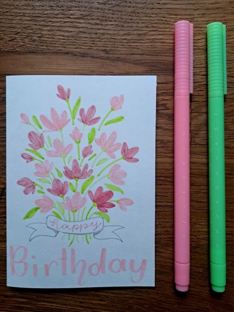 a bouquet of flowers Birthday card Birthday Card Ideas Flowers, Bouquet Of Flowers Birthday, Flower Bouquet Card, Flower Birthday Cards, 21st Birthday Cards, Flowers Birthday, A Bouquet Of Flowers, Birthday Cards Diy, Bouquet Of Flowers