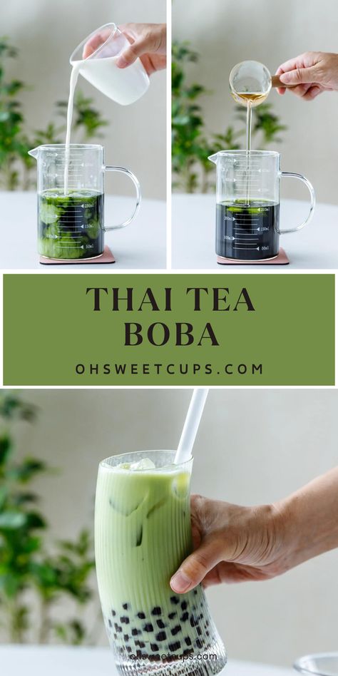 Green Thai  Tea Boba Green Milk Tea Recipe, Green Boba Tea, Thai Green Tea, Thai Tea Boba, Green Milk Tea, Green Thai, Thai Milk Tea, Make Brown Sugar, Research Plan