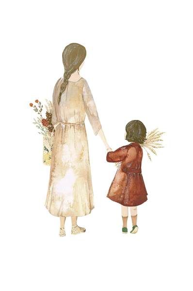 Mother Daughter Art, Market Day, Mother Art, Pola Sulam, Mom Art, 수채화 그림, Family Illustration, Art Et Illustration, Dutch Artists