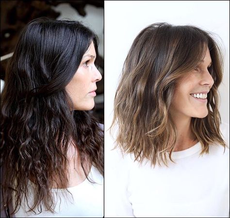 Lob before after haircut Before After Haircut, Before And After Haircut, Long Pixie Hairstyles, Long Brunette Hair, Fresh Haircut, Wavy Haircuts, Image Description, Haircut And Color, Favorite Hairstyles