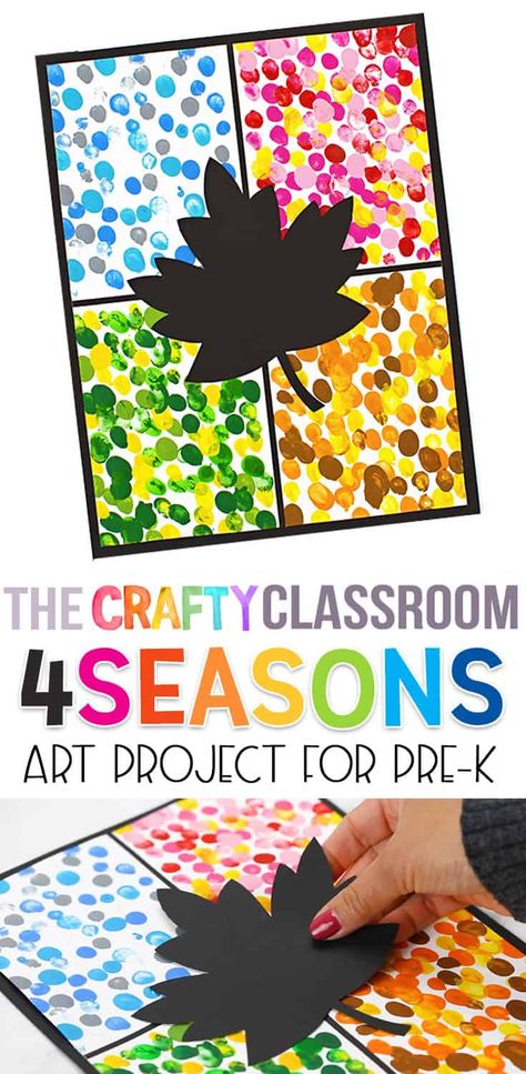 Grab this easy, fun, and adorable Four Seasons Art Project for Kids. This adorable activity covers spring, summer, fall, and winter seasons and it's the perfect time to introduce our four cycles! #craftyclassroom #fourseasons #freeartproject #preschool #spring #fall #winter #summer Seasons Art Project, 4 Seasons Art, November Crafts Preschool, Seasons Project, Four Seasons Art, Seasons Preschool, Preschool Art Projects, November Crafts, Crafts Fall