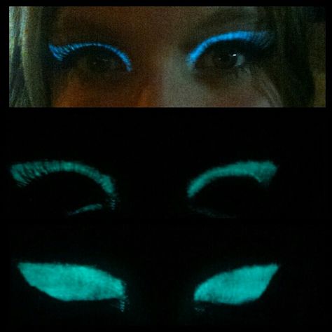 Glow In The Dark Eye Makeup, Glow In Dark Makeup Ideas, Glow In The Dark Party Makeup Ideas, Makeup For Glow In The Dark Party, Glowing Eyes In The Dark, Uv Makeup, Dark Eyeshadow, Dark Makeup, Glow In The Dark