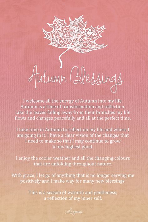 Affirmation - Autumn Blessings by CarlyMarie Autumn Blessings, Sup Yoga, Daily Affirmations, Inner Peace, The Words, Positive Thinking, Namaste, Positive Affirmations, Mantra