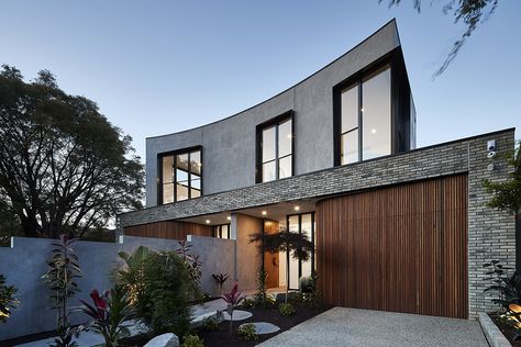 Concrete Render, Contemporary Townhouse, Sunset House, Grey Palette, Extension Designs, Grey Color Palette, Energy Efficient Homes, Polished Concrete, Brickwork