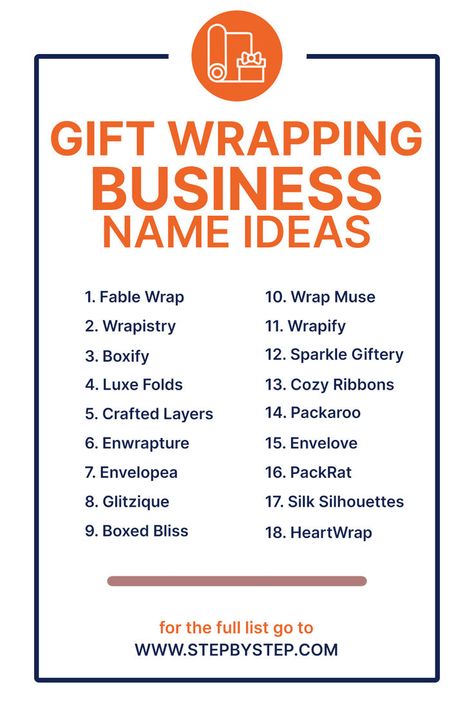 Gift Wrapping Business Name Ideas Gift Wrapping Business, Ideas Name, Business Name Ideas, Elegant Gift Wrapping, Creative Gift Wrapping, Name Generator, How To Attract Customers, Name Ideas, Business Names