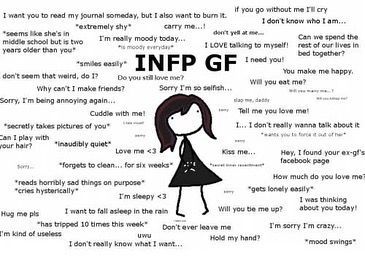 😊 INFP memes every day on Instagram: "INFPs, is this true? IMO this one is better than the previous INFP gf post. . Check out the new Community section on Ur My Type! Make new friends from all over the world or maybe even find your type! Download link in bio. . . Credit: DM for credit . . #mbti #mbtimemes #16personalities #personalitytypes #personalitytype #typology #infp #infppersonality #infpmemes #infpproblems #infpthoughts #infplife" Infp Girlfriends, Infp Girlfriend, Enfp Girlfriend, Girlfriend Types, Infp Personality Aesthetic, Infp Mediator, Infp Humor, Infp Things, Infp Quotes