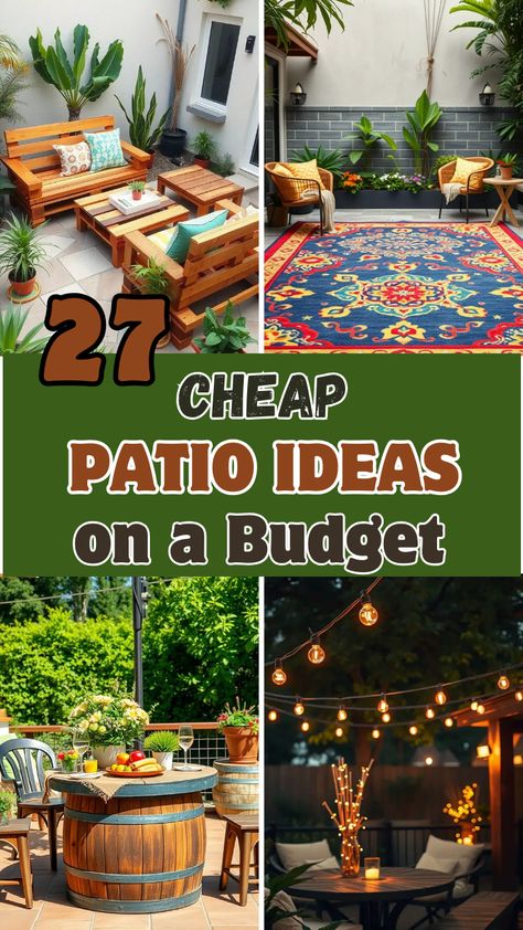 Transform your outdoor space without breaking the bank with these cheap patio ideas on a budget! 🏡✨ From DIY furniture to affordable decor, discover creative ways to make your patio stylish and functional for less. Perfect for small backyards and cozy outdoor retreats! 🌿🪑 #BudgetPatio #DIYOutdoorDecor #BackyardIdeas #PatioInspiration #AffordableLiving Cheap Patio Ideas, Patio Ideas On A Budget, Small Backyards, Cheap Patio, Patio Inspiration, Budget Patio, Diy Outdoor Decor, Cozy Outdoor, Affordable Decor