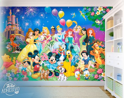 Disney Wall Murals Bedroom, Disney Acnh, Disney Princess Wall Art, Disney Playroom, Disney Wall Murals, Disney Mural, Indoor Playroom, Disney Bedrooms, Baby Playroom