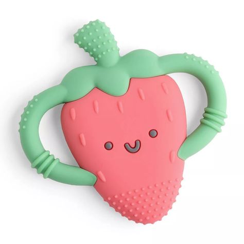 Itzy Ritzy Easy Hold Teether - Strawberry : Target Teething Relief, Crib Toys, Itzy Ritzy, Baby Teething Toys, Fine Motor Skills Development, Tiny Hands, Silicone Teether, Baby Teethers, Skill Development