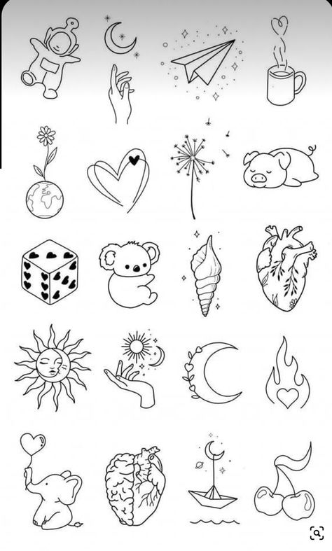 Small Space Filler Tattoo, Tiny Tattoo Flash Sheet, Simple Tattoo Flash Sheet, Flash Tattoo Sleeve, Tato Realis, Book Inspired Tattoos, Easy Tattoos To Draw, Small Girly Tattoos, Beginner Tattoos