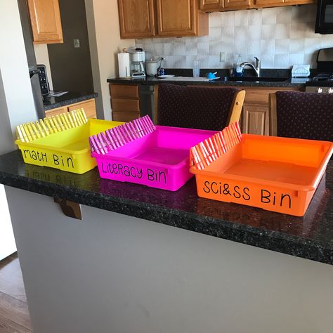 Homework turn in bins ✔️ #teachersofinstagram #teachersfollowteachers #bins #iteachfourth Teacher Turn In Bins, Turn In Bins Classroom, Turn In Bins Classroom Organization, Turn In Bin, Homework Turn In, Classroom Setup Elementary, Teaching 5th Grade, Super Hero Theme, School House Rock