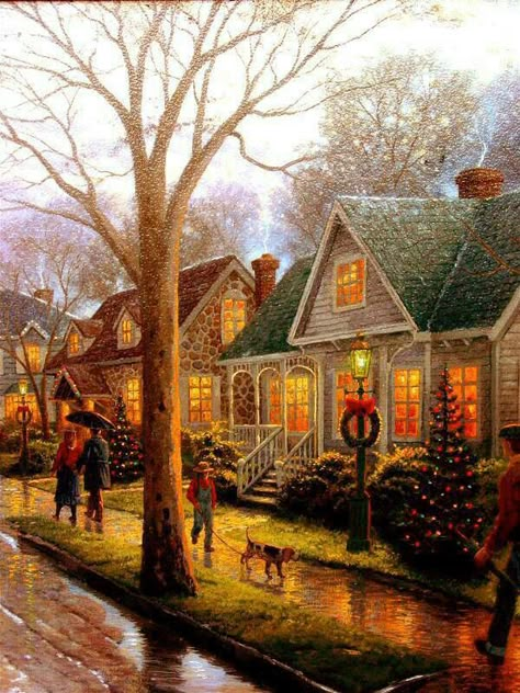 Thomas Kinkade Thomas Kinkade Art, Thomas Kinkade Paintings, Thomas Kinkade Christmas, Thomas Kincaid, Kinkade Paintings, Art Thomas, Christmas Pics, Christmas Illustrations, Christmas Memories