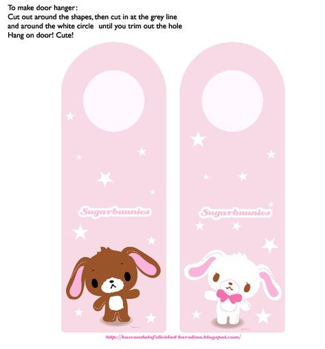 Sanrio Crafts, Sugar Bunnies, Kawaii Printables, Bunny Poster, Anime Wall Prints !!, Bunny Door Hanger, Kawaii Crafts, Aesthetic Notes, Charmmy Kitty