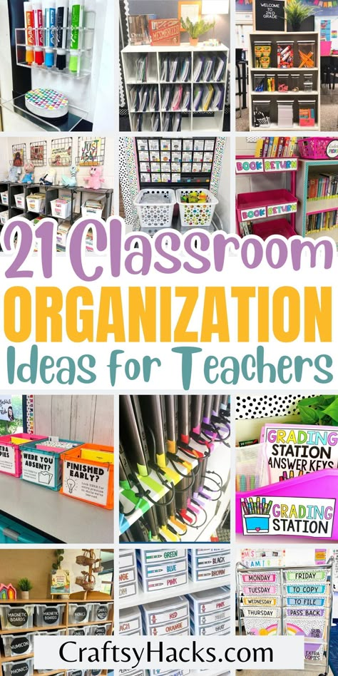 Transform your teaching space with these smart classroom organization hacks! Discover school ideas that streamline your classroom organizing and make managing your students a breeze with these essential teacher tips. Organising Classroom Ideas, Teacher Organization Ideas Preschool Classroom Hacks, Organization Classroom Elementary, Center Organization First Grade, Organization Ideas For The Classroom, Classroom Worksheet Organization, Ways To Store Chromebooks In A Classroom, Classroom Bin Organization, Worksheet Organization Teacher