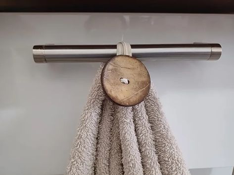 How To Keep Towels Secure With Style: Bathroom Hand Towel Idea | Hometalk Ways To Hang Hand Towels In Bathroom, Hand Towel Placement, Bathroom Hand Towel Hooks, How To Hang Bathroom Towels Decoratively, Diy Hand Towel Holder, Bathroom Hand Towel Holder Ideas, Bathroom Hand Towel Ideas, How To Hang Bathroom Towels, How To Hang Towels