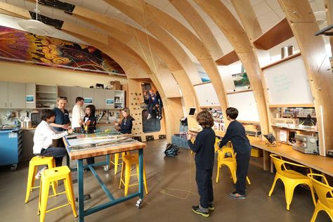 Workshop Space Design, Makerspace Design, Maker Labs, Office Design Trends, Contemporary Office Design, College Architecture, Medical Office Design, Commercial And Office Architecture, Industrial District