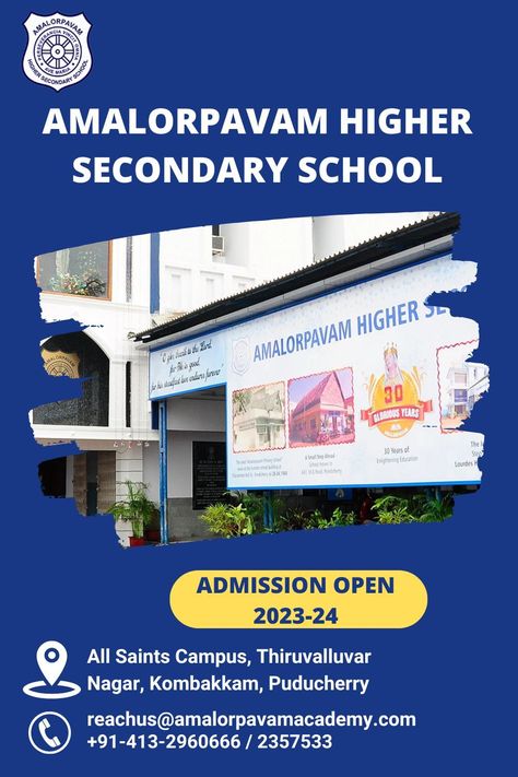 Amalorpavam Higher Secondary School in Pondicherry Senior Secondary School, Top School, Quality Education, Pondicherry, School Tops, Secondary School, Proud To Be, School Fun, 30 Years