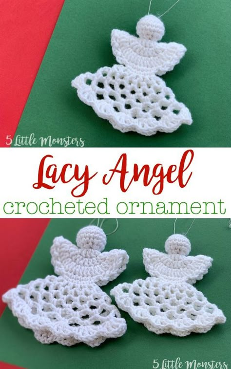 Lacy Crocheted Angel Ornament, free crochet pattern for Christmas Angel Crochet Pattern Free, Angel Crochet Pattern, Crochet Angel Pattern, Neli Quilling, Crochet Christmas Ornaments Free, Angel Pattern, Crochet Ornament Patterns, Christmas Crochet Patterns Free, Crochet Angels