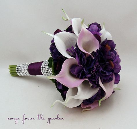 Hydrangea Bridesmaid, Hydrangea Bridesmaid Bouquet, Calla Lily Wedding Flowers, Purple Calla Lily, Lily Bouquets, Bouquet Lavender, Bouquets Diy, Hydrangea Bouquet Wedding, Wedding Flowers Hydrangea