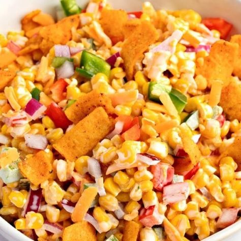 Frito Corn Salad Recipe Frito Corn Salad Recipe, Frito Corn Salad, Easy Corn Salad, Corn Salad Recipe, Easy Corn, Corn Salad Recipes, Chili Cheese, Corn Chips, Corn Salad