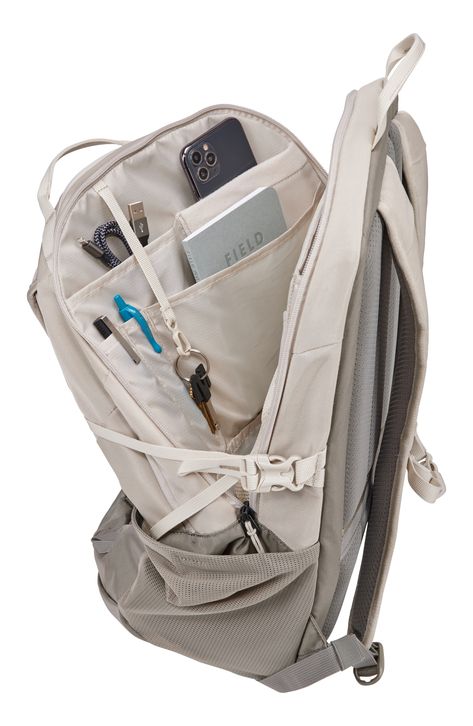 Stay organized with this 26-liter backpack featuring plenty of pockets, zipped compartments and water-resistant ripstop nylon for durability. A smart strap attaches to the handle of a rolling suitcase for travel-ready ease and an air-mesh back panel promotes cool comfort. Fits most 15 1/2" laptops   Water-resistant   Ripstop lining   Nylon/polyester   Imported   bluesign®-approved fabric, made with tested and sustainably produced components Lululemon Backpack Outfit, Backpack For College Student, Airport Backpack, College Backpack Aesthetic, School Backpacks Aesthetic, Bag Essentials Everyday, Backpacks For College, Laptop Bagpack, Daily Backpack