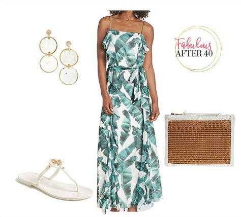 Evening Resort Wear for a Beach Vacation Dinner - Fabulous After 40 Beach Holiday Outfits Women, Resort Dinner Outfit Night, Resort Dinner Outfit, Resort Wear For Women Classy, Vacation Dinner Outfit, Resort Vacation Outfits, Dinner Outfit Classy, Resort Outfits, Evening Dress Outfit