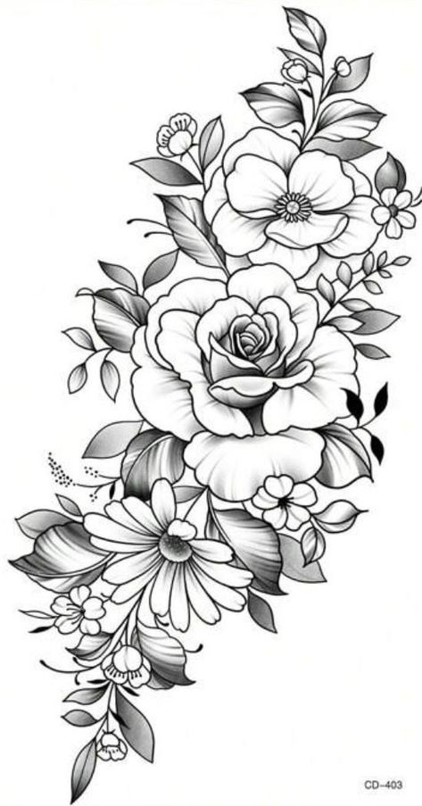 Black And Grey Floral Tattoo Forearm, Brazilian Tattoo, Ankle Tattoo Ideas, Flower Tattoo Stencils, Unique Half Sleeve Tattoos, Cool Animal Tattoos, Masculine Tattoos, Flower Tattoo Drawings, Flower Tattoo Ideas