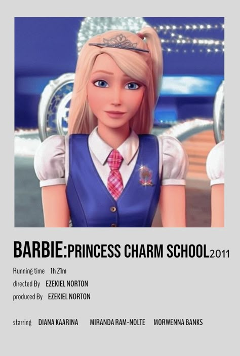 Barbie Princess Charm School Movie Poster, Barbie Princess Charm School Poster, Princess Charm School Poster, Barbie Old Movies, Barbie Charm School, Barbie Movies Aesthetic, Barbie Movies List, Film Barbie, Barbie Films