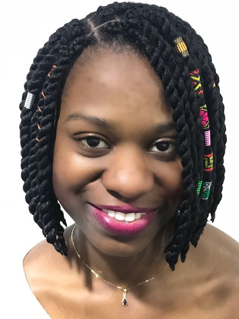 Wool yarn bob Twist Short Yarn Braids Styles, Yarn Twist Hairstyles Short, Bob Twist, Rasta Braids, Yarn Braids Styles, Brazilian Wool Hairstyles, Brazilian Wool, Color Braids, Braiding Hairstyles