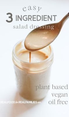 3 Ingredient Salad, Easy Healthy Salad Dressing, Wfpb Sauces, Plant Based Salad Dressing, Plant Based Oil Free, Plant Based Dressing, Vegan Salad Dressing Recipes, Oil Free Salad Dressing, Vegan Oil Free