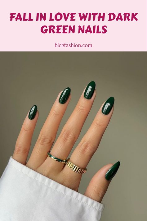 Looking to spice up your manicure? Check out these 15 stunning dark green nail designs that will have you swooning! Perfect for autumn vibes or making a bold statement year-round, these nails combine elegance with a touch of drama. From glossy finishes to intricate nail art, there's a style for everyone's taste. You’ll want to take notes on how to achieve these looks yourself or even show your nail tech for your next appointment. Get inspired and revamp your nail game today with fierce dark green shades! Dark Green Nail Designs, Dark Green Shades, Dark Green Nail, Emerald Nails, Latest Nail Designs, Dark Green Nails, Bio Sculpture, Green Nail Designs, Green Nail