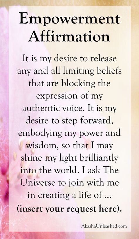 Empowerment Affirmation. Release limiting beliefs, use your authentic voice, embody your power, shine your light brilliantly into the world. Ask the Universe for that which you desire. #empowerment #akashicrecords #affirmations http://www.loapower.com/our-story/ Remove Blockages Affirmations, 2024 Changes, Witchy Knowledge, Wisdom Speaks, Release Limiting Beliefs, Mermaid Bachelorette, Moon Rituals, Spiritual Living, Meditation Mantras