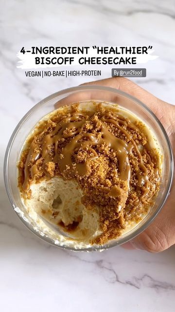 Vegan Recipes | Michelle 🌱 on Instagram: "4-INGREDIENT “HEALTHIER” BISCOFF CHEESECAKE (vegan, high-protein, no-bake) 😍🍪 Save this if you love BISCOFF too! I’m so excited to share this healthified cheesecake recipe with you guys! Not only is it super easy to make, but it contains over 40g of plant protein in it too!!! Here is the recipe ➡️ 4-INGREDIENT “HEALTHIER” BISCOFF CHEESECAKE (vegan, high-protein, no-bake) INGREDIENTS: Base: ✅ 3 Lotus biscuits ✅ 1 tablespoon biscoff cookie butter, m Lotus Biscuits, Biscoff Recipes, Cheesecake Vegan, Retro Desserts, Protein Cheesecake, Biscoff Cheesecake, High Protein Desserts, Biscoff Cookie Butter, Healthy Cheesecake