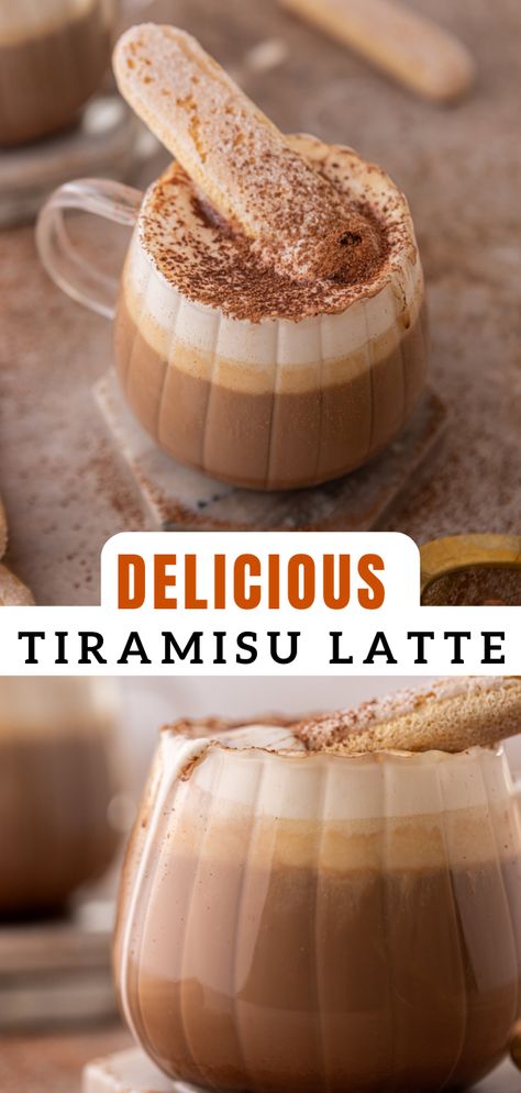 Tiramisu Coffee Recipe, Tiramisu Latte, Best Tiramisu, Cozy Drinks, Coffee Drink Recipes, Coffee Recipe, Latte Recipe, Coffee Dessert, Chocolate Shavings