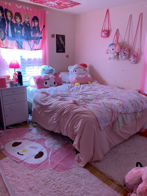 Sanrio Room, Kitty Room, Hello Kitty Room Decor, Diy Kids Room Decor, Kawaii Bedroom, Hello Kitty Rooms, Pink Room Decor, Kids Rooms Diy, Cute Bedroom Ideas