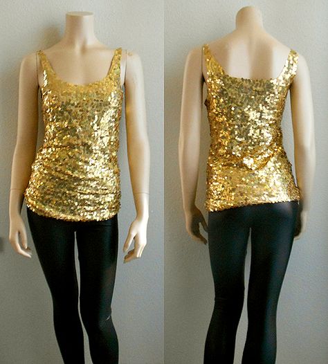 Runway Sewing: PROJECT #19: HOLIDAY SEQUIN TANK TOP Diy Sequin Top, Diy Sequin, Tracing Wheel, Gold Ideas, Clothing Projects, Sequin Knit, Making Clothing, Sewing Things, Diy Tops