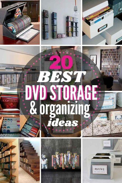 20 BEST DVD Storage and Organizing Ideas! #DVD #DVDstorage #DVDstorageideas #DVDstorageideasdiy #DVDorganizing #DVDorganization #DVDorganizingideas #DVDorganizationideas #DVDorganizationideasdiy #DVDorganizingideasdiy #DVDshelves #DVDsleevestorage #DVDspacesavingstorageideas #DVDdisplayideas #DVDwall #DVDstoragesolutions #DVDstoragecabinet #DVDshelf #DVDstorageshelves Dvd Organization Ideas, Dvd Sleeve Storage, Dvd Storage Ideas Diy, Diy Dvd Shelves, Cd Storage Ideas, Ikea Dvd Storage, Dvd Storage Solutions, Vhs Storage, Vitrine Ikea