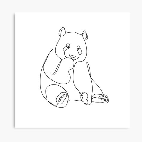 Line Art Animals Drawing, Panda Line Drawing, Animal One Line Drawings, Panda Outline Tattoo, One Line Panda Tattoo, One Line Animal Drawing, One Line Art Animals, Panda Drawing Simple, Line Art Drawings Animals