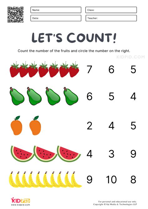 Counting Numbers Worksheet for Kids (1-10) - Kidpid Nursery 1 Worksheet, Activity For Counting Numbers, Worksheet For Numbers From 1 To 10, 1 To 10 Worksheet Preschool, 1 To 10 Counting Worksheet, Numbers Worksheet For Nursery, Lkg Worksheets Maths Cbse, Kg Maths Worksheets For Kids, Kg 1 Worksheets Math