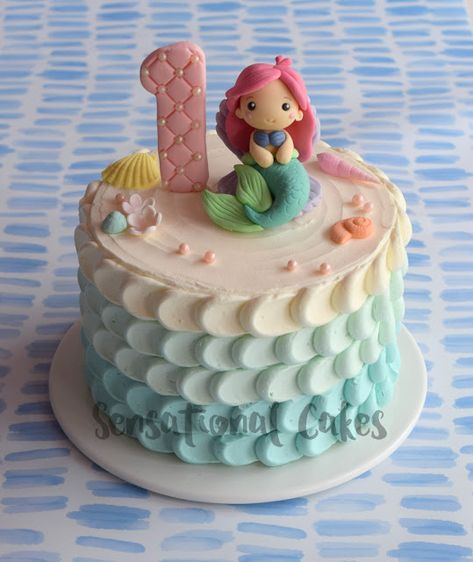 Cakes Mermaid, 40th Birthday Party Food, 25th Birthday Cakes, Little Mermaid Cakes, Teal Ombre, Funny Birthday Cakes, Ombre Cake, Quick Easy Desserts, Girl Birthday Themes