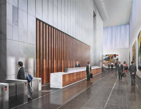 SOM / Freedom Tower Lobby Office Building Lobby, Atrium Hotel, Office Lobby Design, Lobby Designs, Office Reception Design, Atrium Design, Building Lobby, Freedom Tower, Hotel Lobby Design