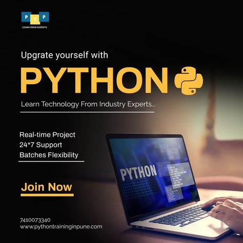 Supercharge your Python skills with comprehensive training in Pune. Unlock your programming potential and excel in Python programming with expert guidance. • 24/7 support • 100% Placement Assistance To know more about courses visit https://pythontraininginpune.com/python-online-training/ OR Call 7410073340 #Python #pythononlinetraining #pythondeveloper #pythoncourses Python Course, Learn Python, Science Tools, Kochi Kerala, Learning Technology, Python Programming, Collaborative Learning, Marketing Images, Skill Training